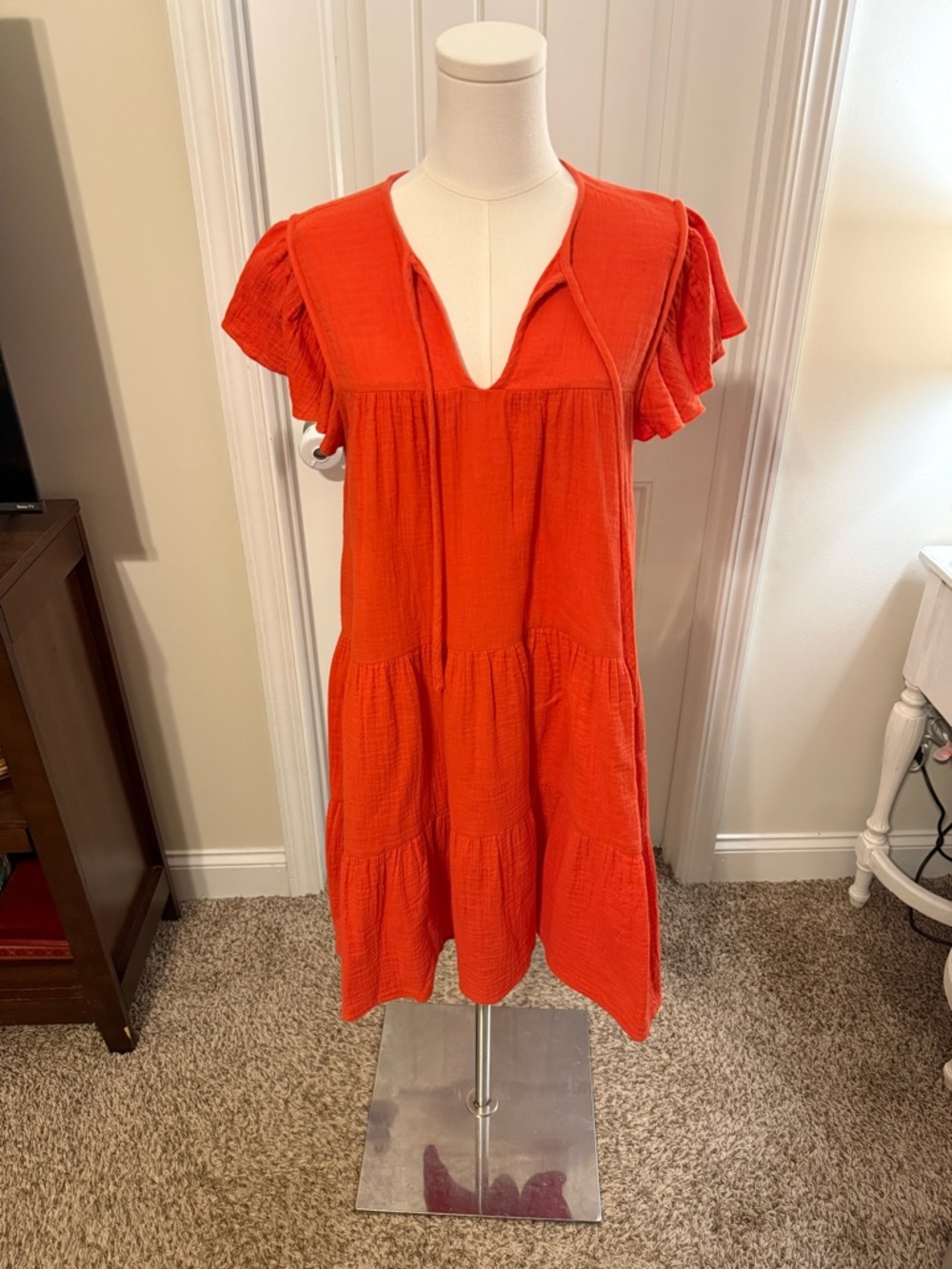 Band of the Free Red Tiered Short-Sleeve Dress